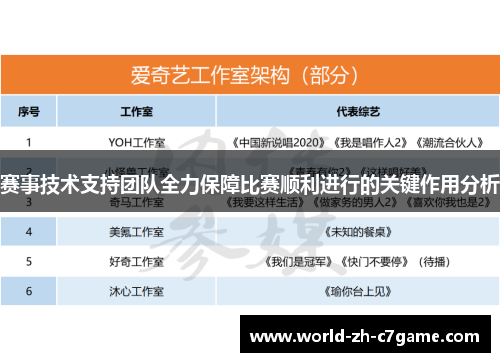 赛事技术支持团队全力保障比赛顺利进行的关键作用分析