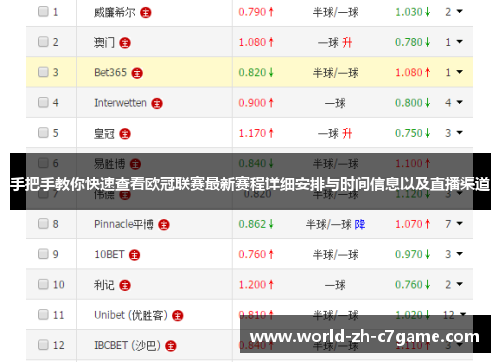 手把手教你快速查看欧冠联赛最新赛程详细安排与时间信息以及直播渠道